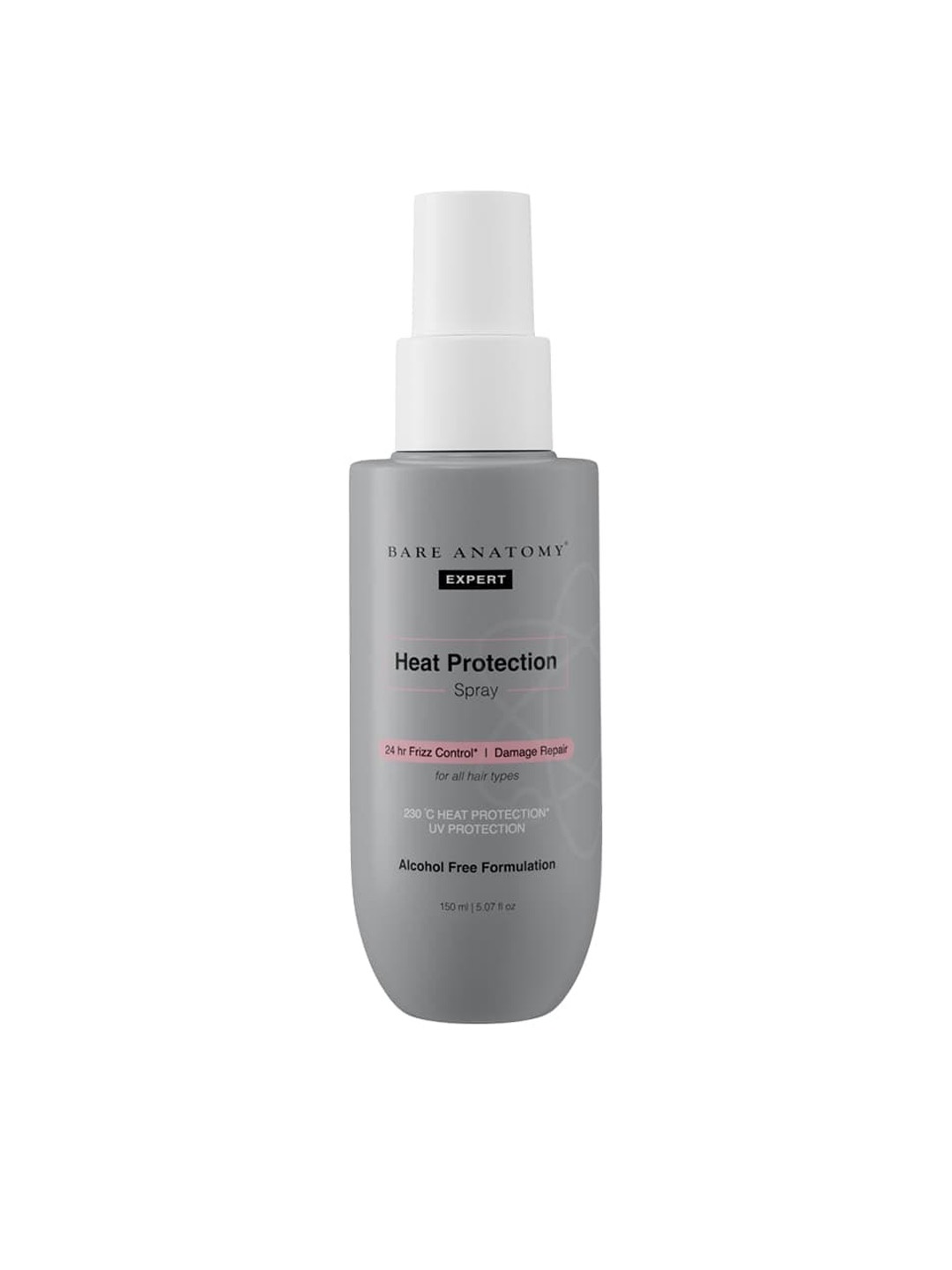 Bare Anatomy Heat Protection Hair Spray for 24 Hrs Frizz Control - 150 ml, Grey
Bare Anatomy Heat Protection Hair Spray for 24 Hrs Frizz Control - 150 ml, Grey
