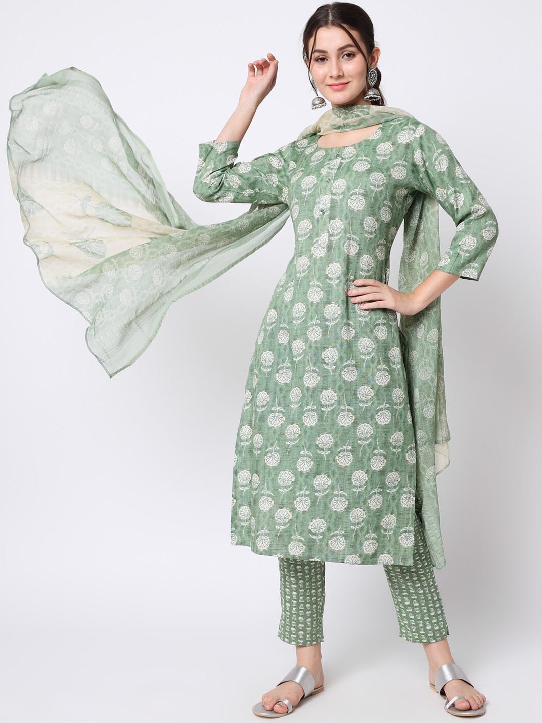 KALINI Women Ethnic Motifs Printed Regular Kurta with Trousers & With Dupatta, Green
KALINI Women Ethnic Motifs Printed Regular Kurta with Trousers & With Dupatta, Green