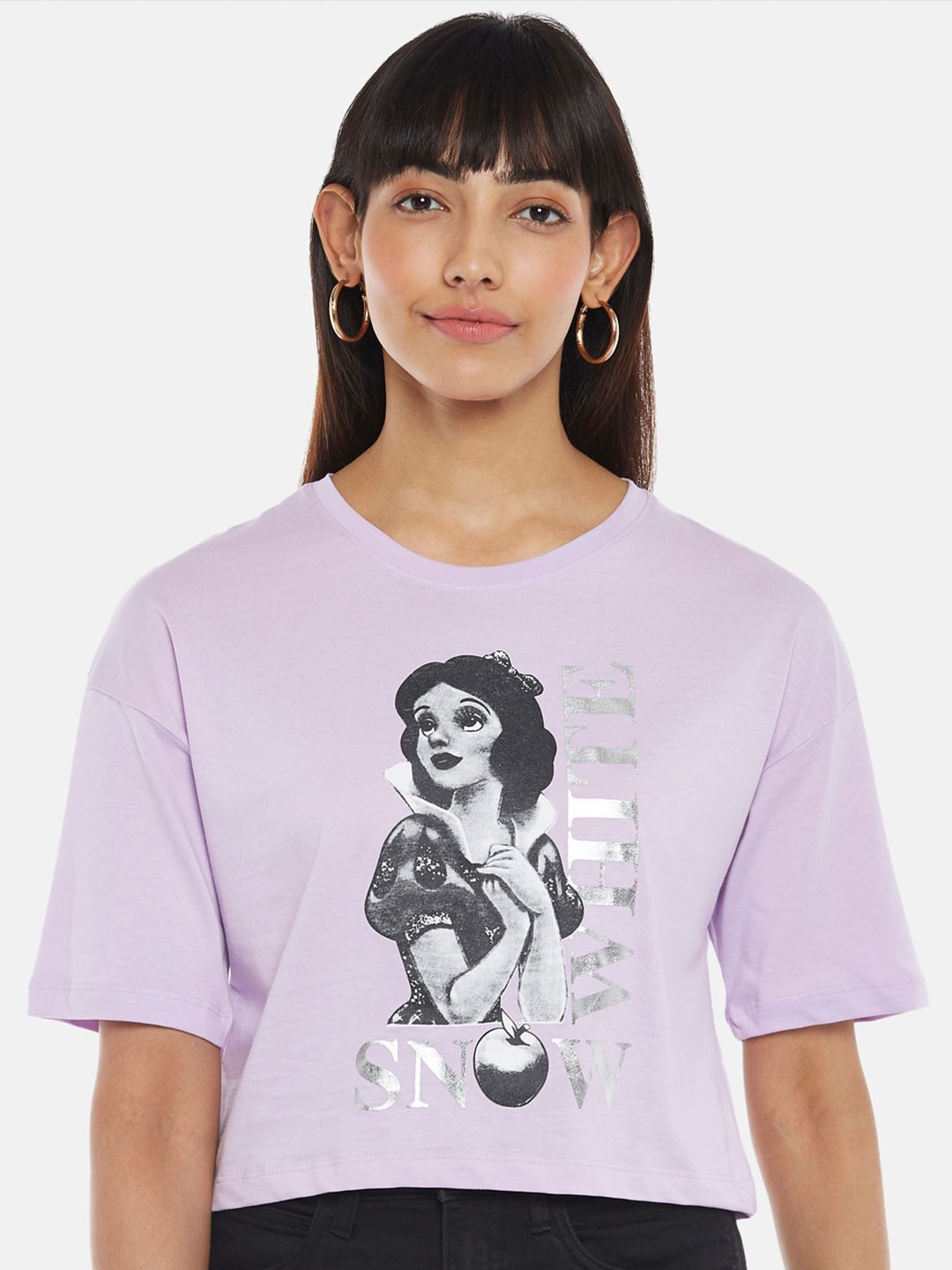 Honey by Pantaloons Purple Snow White Printed Drop Shoulder Sleeves Cotton Crop T-Shirt
Honey by Pantaloons Purple Snow White Printed Drop Shoulder Sleeves Cotton Crop T-Shirt