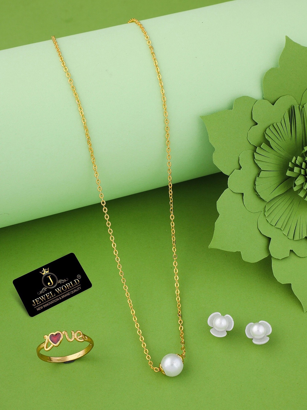 JEWEL WORLD Gold-Plated Necklace & Ring