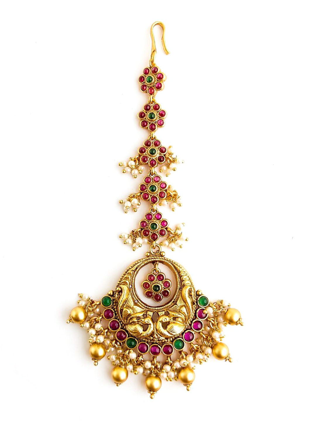 Pihtara Jewels Gold-Plated Stone Studded & Pearl Beaded Maang Tikka
Pihtara Jewels Gold-Plated Stone Studded & Pearl Beaded Maang Tikka