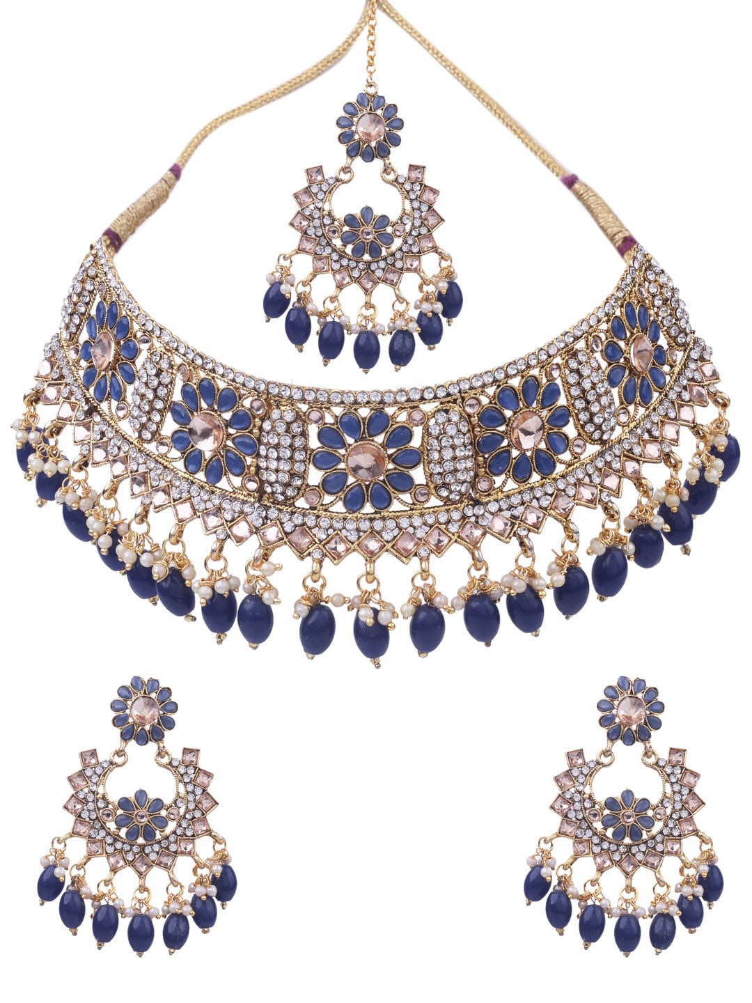 AASHISH IMITATION Gold-Plated Stone Studded & Beaded Necklace & Earrings With Maang Tika
AASHISH IMITATION Gold-Plated Stone Studded & Beaded Necklace & Earrings With Maang Tika