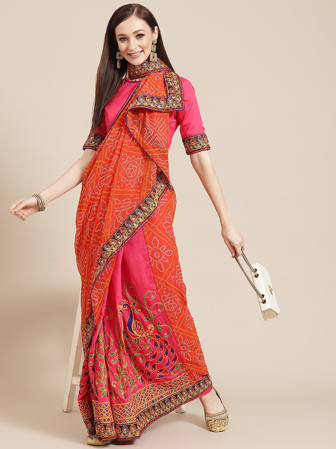 Mitera Orange & White Bandhani Printed Embroidered Pure Georgette Half & Half Saree
Mitera Orange & White Bandhani Printed Embroidered Pure Georgette Half & Half Saree