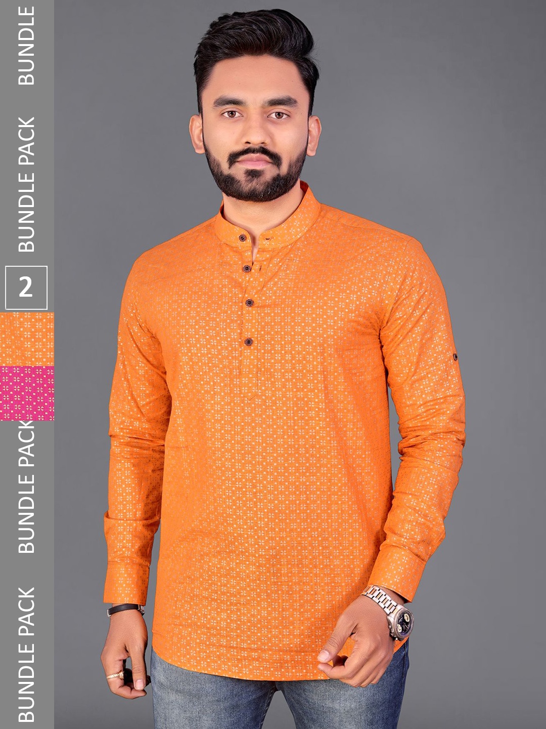 ADWYN PETER Pack Of 2 Geometric Printed Mandarin Collar Cotton Short Kurta, Orange
ADWYN PETER Pack Of 2 Geometric Printed Mandarin Collar Cotton Short Kurta, Orange