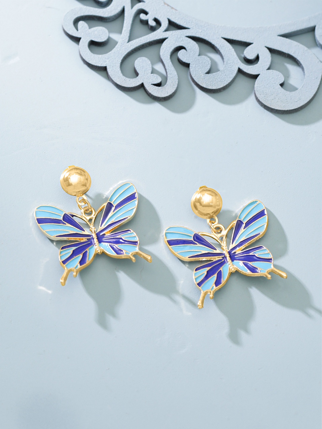 TOKYO TALKIES X rubans FASHION ACCESSORIES Gold Plated Contemporary Studs Earrings, Blue
TOKYO TALKIES X rubans FASHION ACCESSORIES Gold Plated Contemporary Studs Earrings, Blue