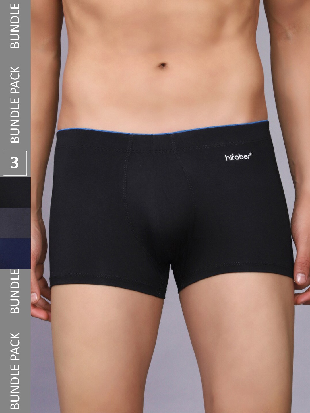 Hifaber Men Pack Of 3 Anti-Bacterial Shield Trunks H0678 + H0679 + H0680_S, Black