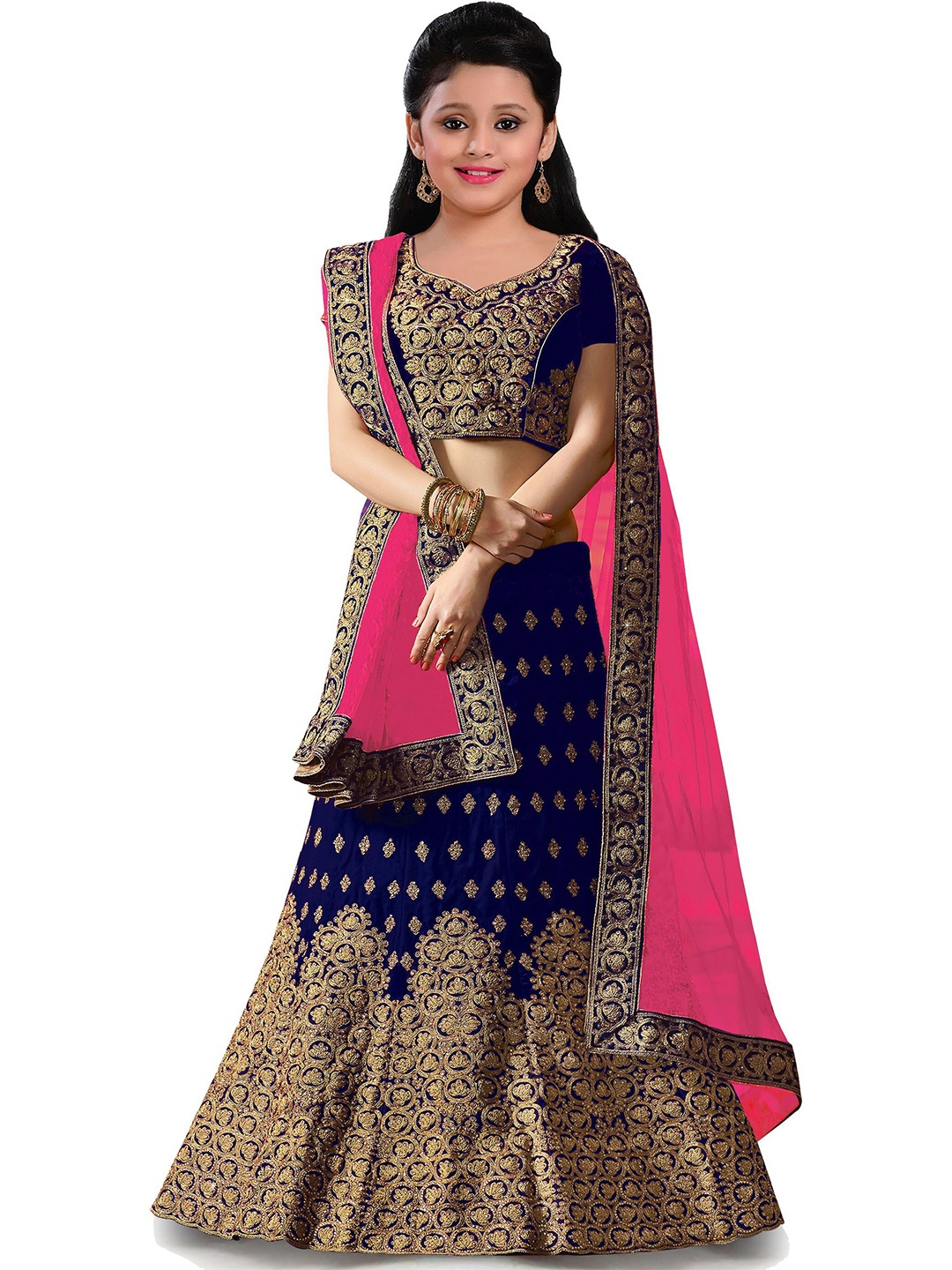 BAESD Girls Embroidered Sequinned Semi-Stitched Lehenga & Unstitched Blouse With Dupatta, Navy blue
BAESD Girls Embroidered Sequinned Semi-Stitched Lehenga & Unstitched Blouse With Dupatta, Navy blue