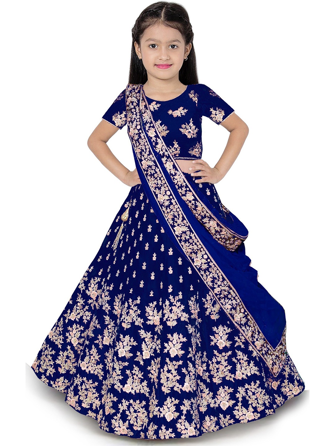 BAESD Girls Embroidered Semi-Stitched Lehenga & Unstitched Blouse With Dupatta, Navy blue
BAESD Girls Embroidered Semi-Stitched Lehenga & Unstitched Blouse With Dupatta, Navy blue