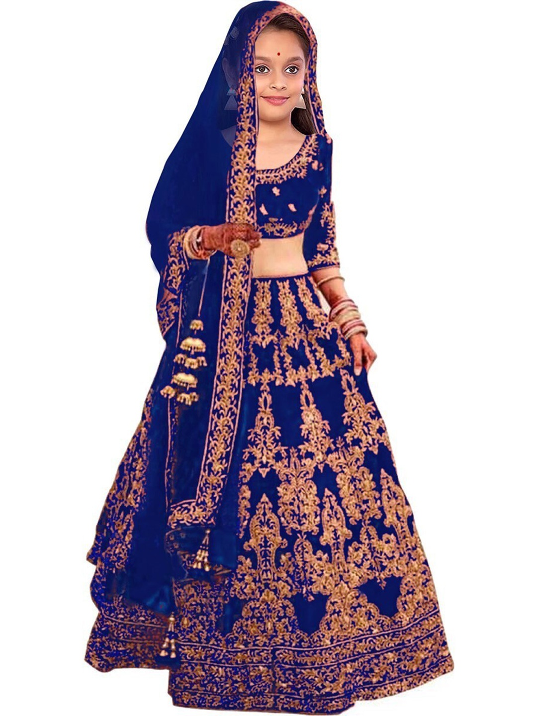 BAESD Girls Embroidered Semi-Stitched Lehenga & Unstitched Blouse With Dupatta, Navy blue
BAESD Girls Embroidered Semi-Stitched Lehenga & Unstitched Blouse With Dupatta, Navy blue