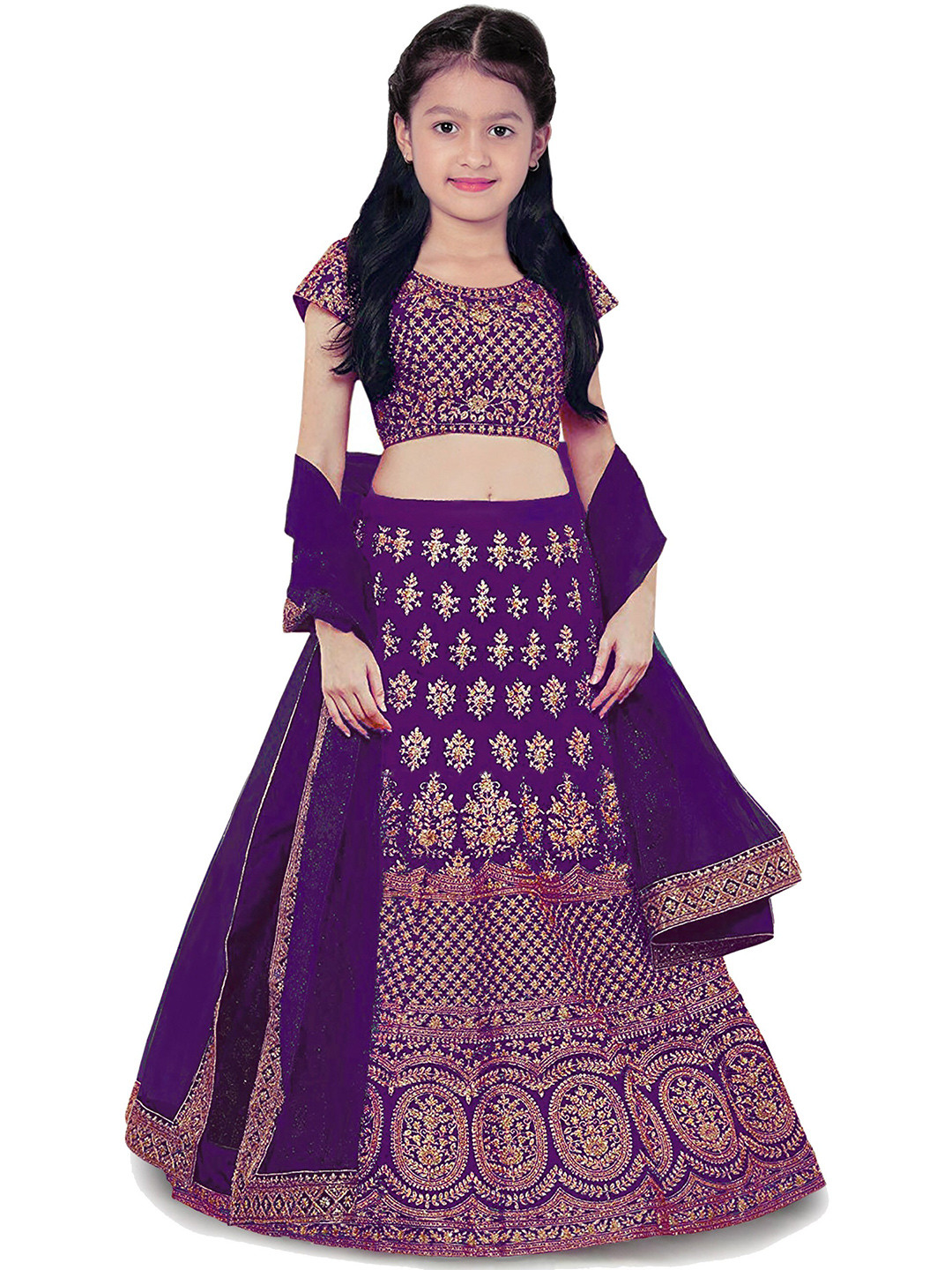 BAESD Girls Embroidered Semi-Stitched Lehenga & Unstitched Blouse With Dupatta, Purple
BAESD Girls Embroidered Semi-Stitched Lehenga & Unstitched Blouse With Dupatta, Purple