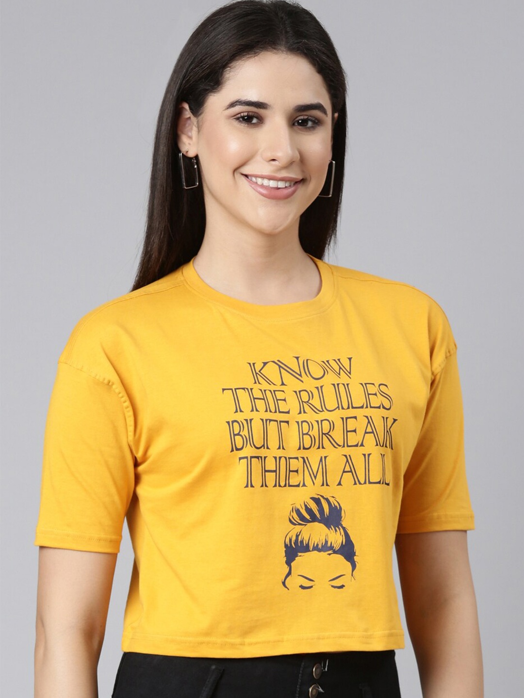 Kryptic Typography Printed Oversized Drop-Shoulder Sleeves Cropped Pure Cotton T-shirt, Mustard
Kryptic Typography Printed Oversized Drop-Shoulder Sleeves Cropped Pure Cotton T-shirt, Mustard