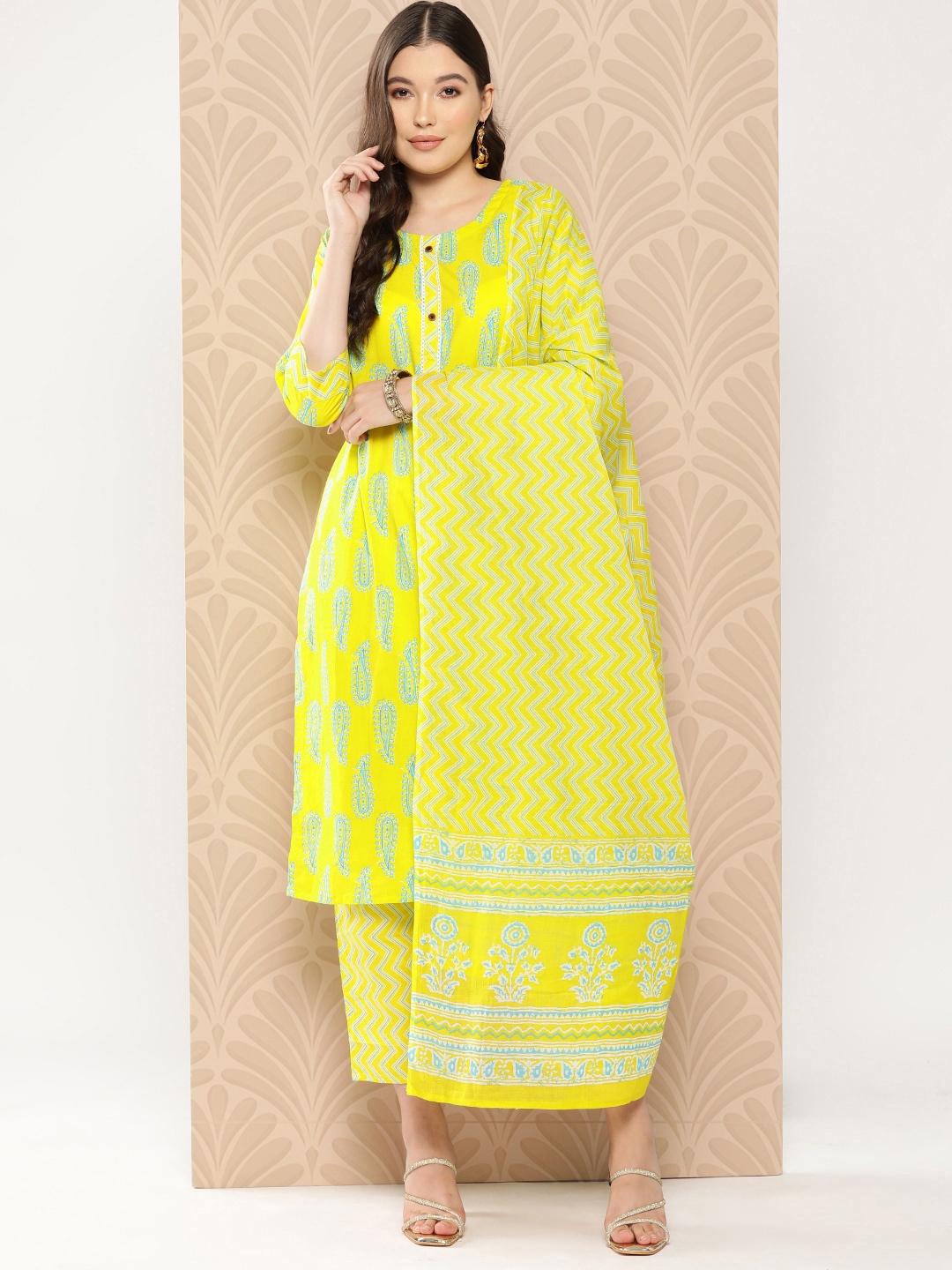 ZOLA Paisley Printed Regular Pure Cotton Kurta with Trousers & With Dupatta, Lime green
ZOLA Paisley Printed Regular Pure Cotton Kurta with Trousers & With Dupatta, Lime green