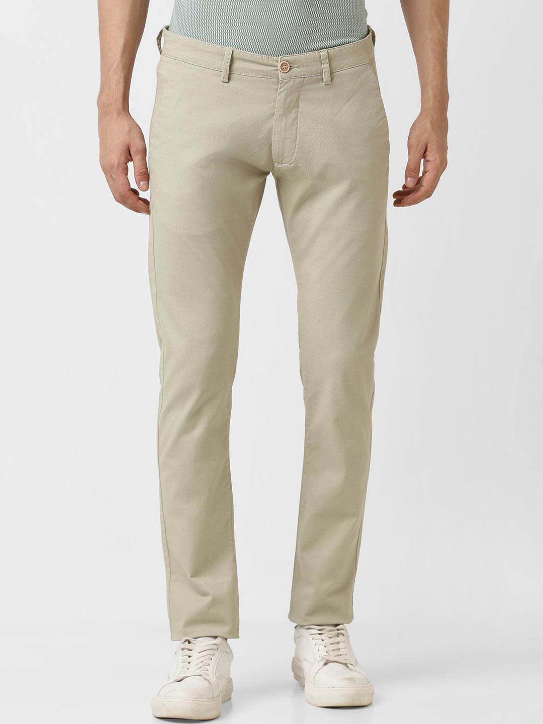 Peter England Casuals Men Skinny Fit Casual Trousers, Cream 
Peter England Casuals Men Skinny Fit Casual Trousers, Cream