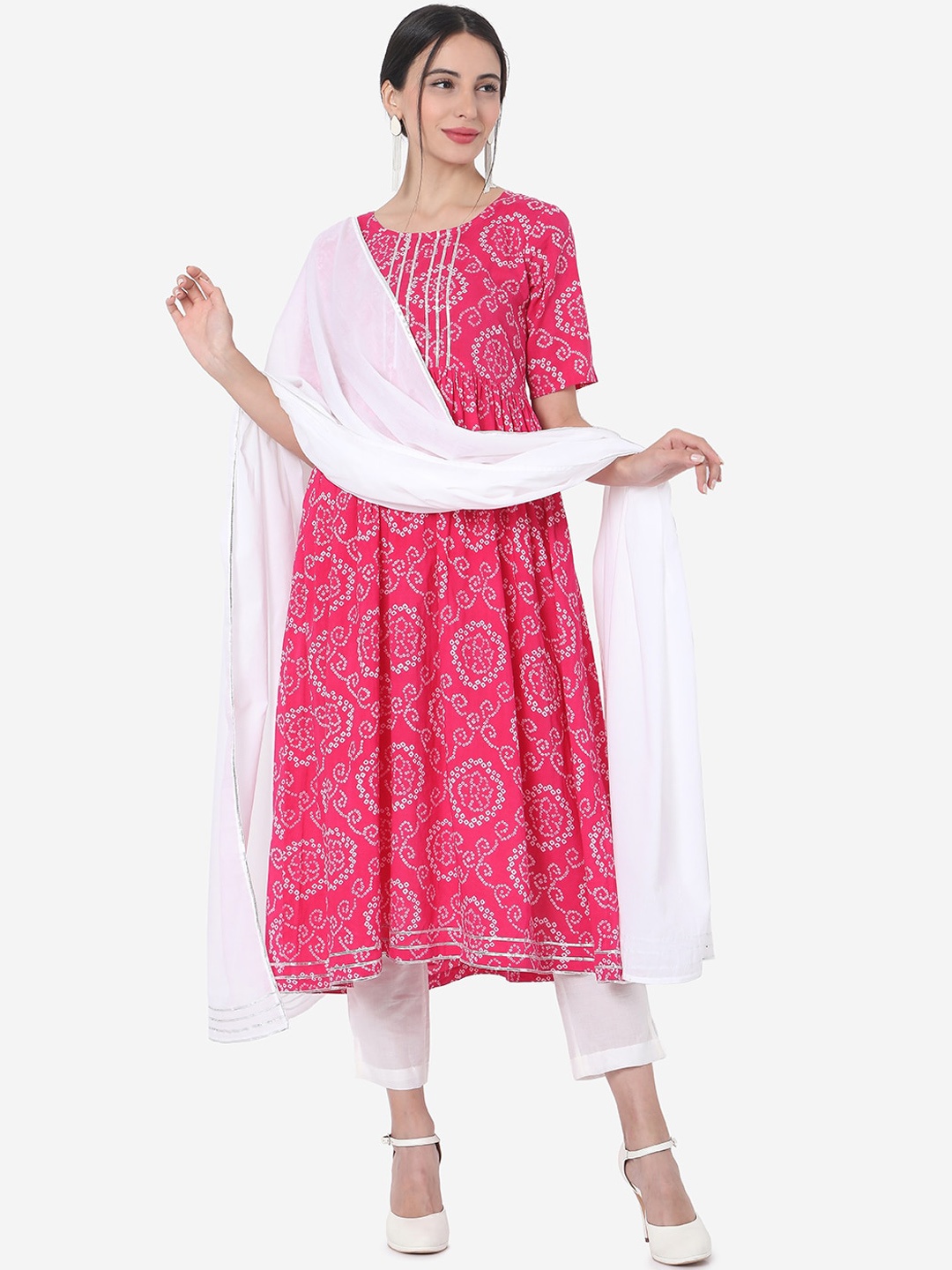 KALINI Bandhani Printed Regular Pure Cotton Kurta with Trousers & Dupatta, Pink
KALINI Bandhani Printed Regular Pure Cotton Kurta with Trousers & Dupatta, Pink