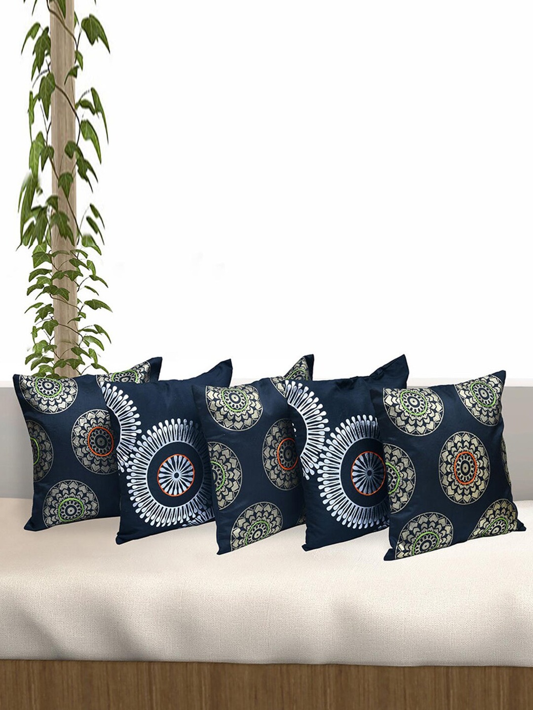 Athome by Nilkamal Beverlly Black 5-Pieces Ethnic Motifs Square Cushion Covers, Navy blue
Athome by Nilkamal Beverlly Black 5-Pieces Ethnic Motifs Square Cushion Covers, Navy blue