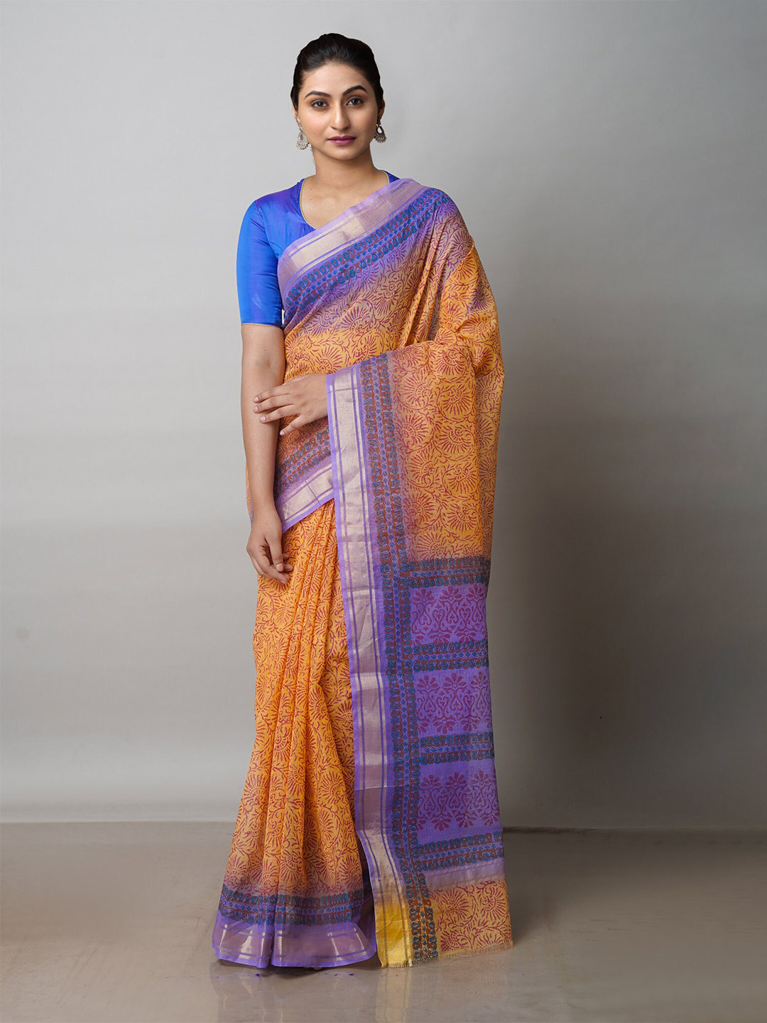 Unnati Silks Ethnic Motifs Printed Zari Pure Cotton Handloom Kota Saree, Orange
Unnati Silks Ethnic Motifs Printed Zari Pure Cotton Handloom Kota Saree, Orange