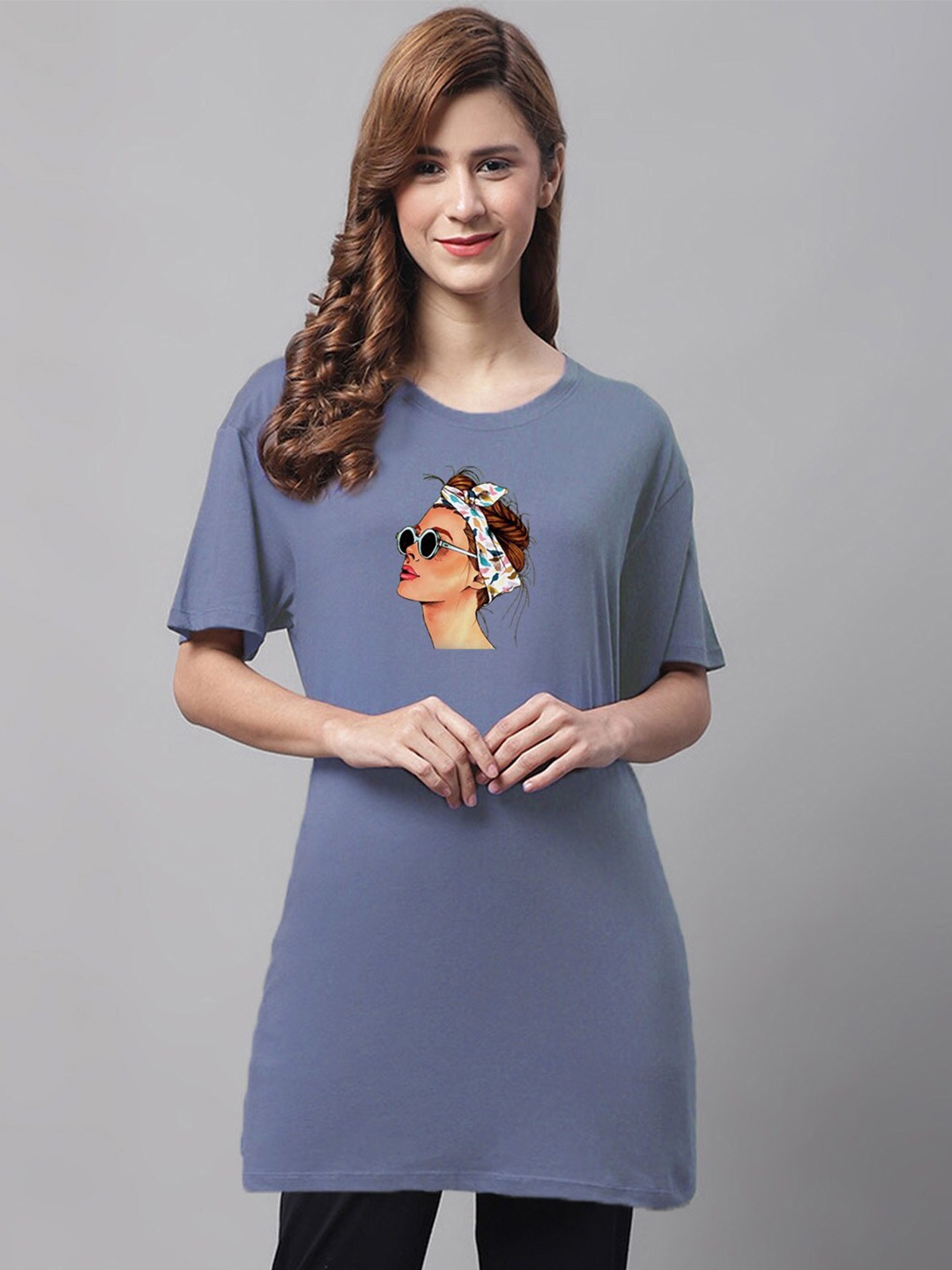 Kanvin Blue Graphic Printed Drop-Shoulder Sleeves Oversized Modal Cotton Longline T-shirt
Kanvin Blue Graphic Printed Drop-Shoulder Sleeves Oversized Modal Cotton Longline T-shirt