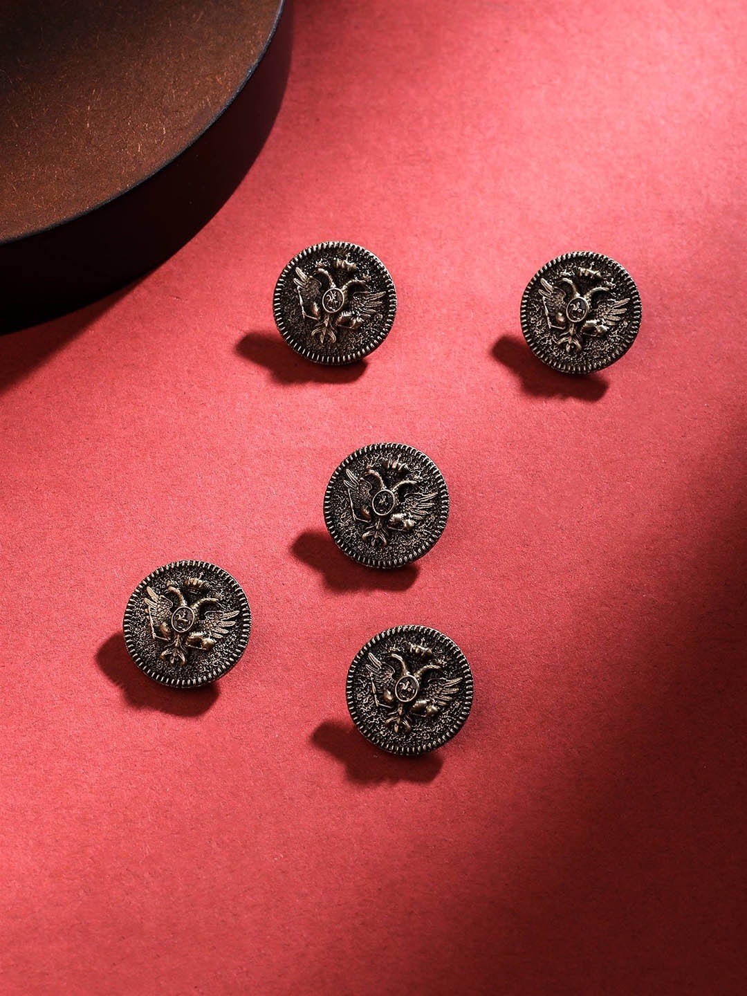 COSA NOSTRAA Set of 5 Circular Daring Deer Textured Buttons, Metallic
COSA NOSTRAA Set of 5 Circular Daring Deer Textured Buttons, Metallic