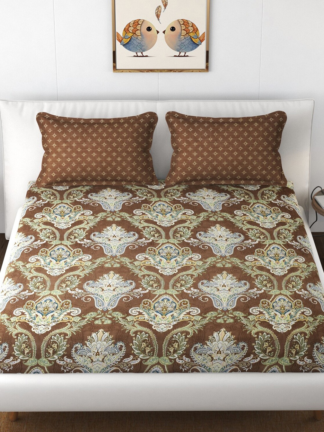 Florida Brown & White Ethnic Motifs Microfiber 250 TC King Bedsheet With 2 Pillow Covers
Florida Brown & White Ethnic Motifs Microfiber 250 TC King Bedsheet With 2 Pillow Covers
