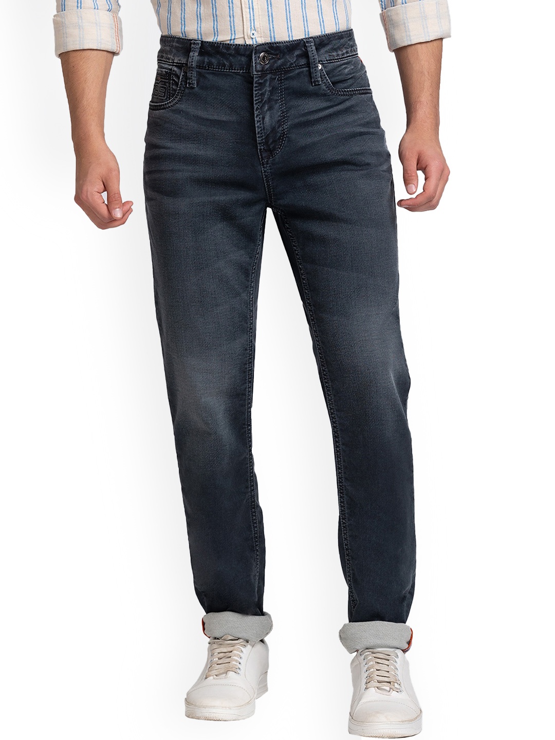 Killer Men Slim Fit Light Fade Stretchable Jeans, Charcoal