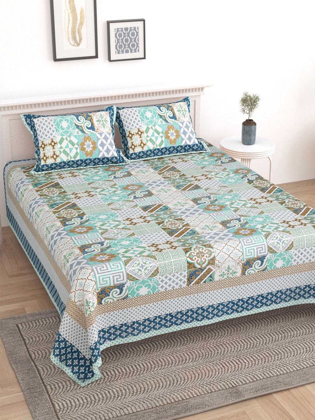 Sangria Blue & Brown Printed 210TC Cotton King Bedsheet With 2 Pillow Cover
Sangria Blue & Brown Printed 210TC Cotton King Bedsheet With 2 Pillow Cover