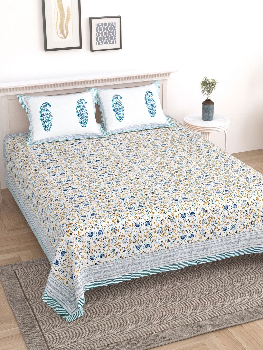 Sangria Blue & White Geometric Printed 210TC Cotton King Bedsheet With 2 Pillow Covers
Sangria Blue & White Geometric Printed 210TC Cotton King Bedsheet With 2 Pillow Covers