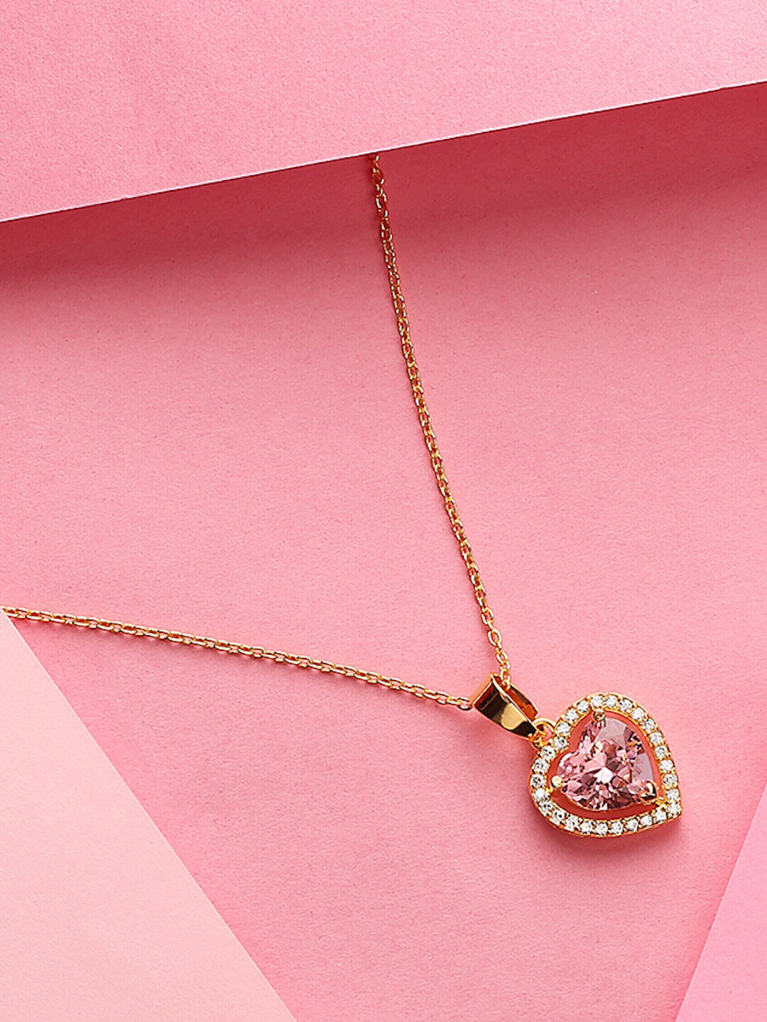 DressBerry Gold-Toned & Pink Brass Gold-Plated Necklace 
DressBerry Gold-Toned & Pink Brass Gold-Plated Necklace