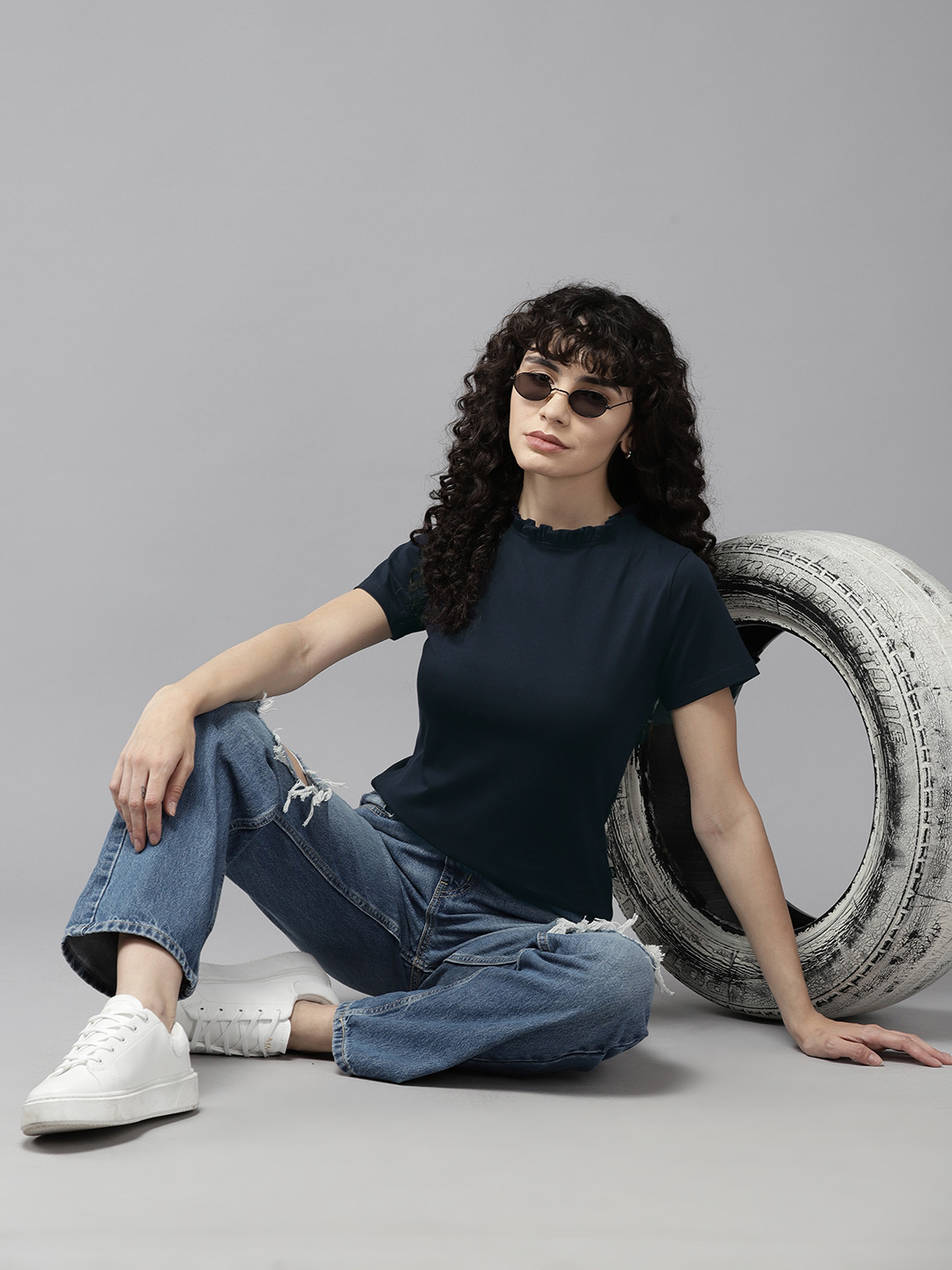 The Roadster Lifestyle Co. High Neck Pure Cotton T-shirt, Navy blue
The Roadster Lifestyle Co. High Neck Pure Cotton T-shirt, Navy blue