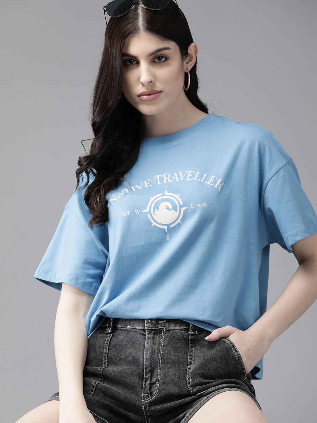 The Roadster Lifestyle Co. Cotton Printed Drop-Shoulder Sleeves Oversized T-shirt, Blue
The Roadster Lifestyle Co. Cotton Printed Drop-Shoulder Sleeves Oversized T-shirt, Blue
