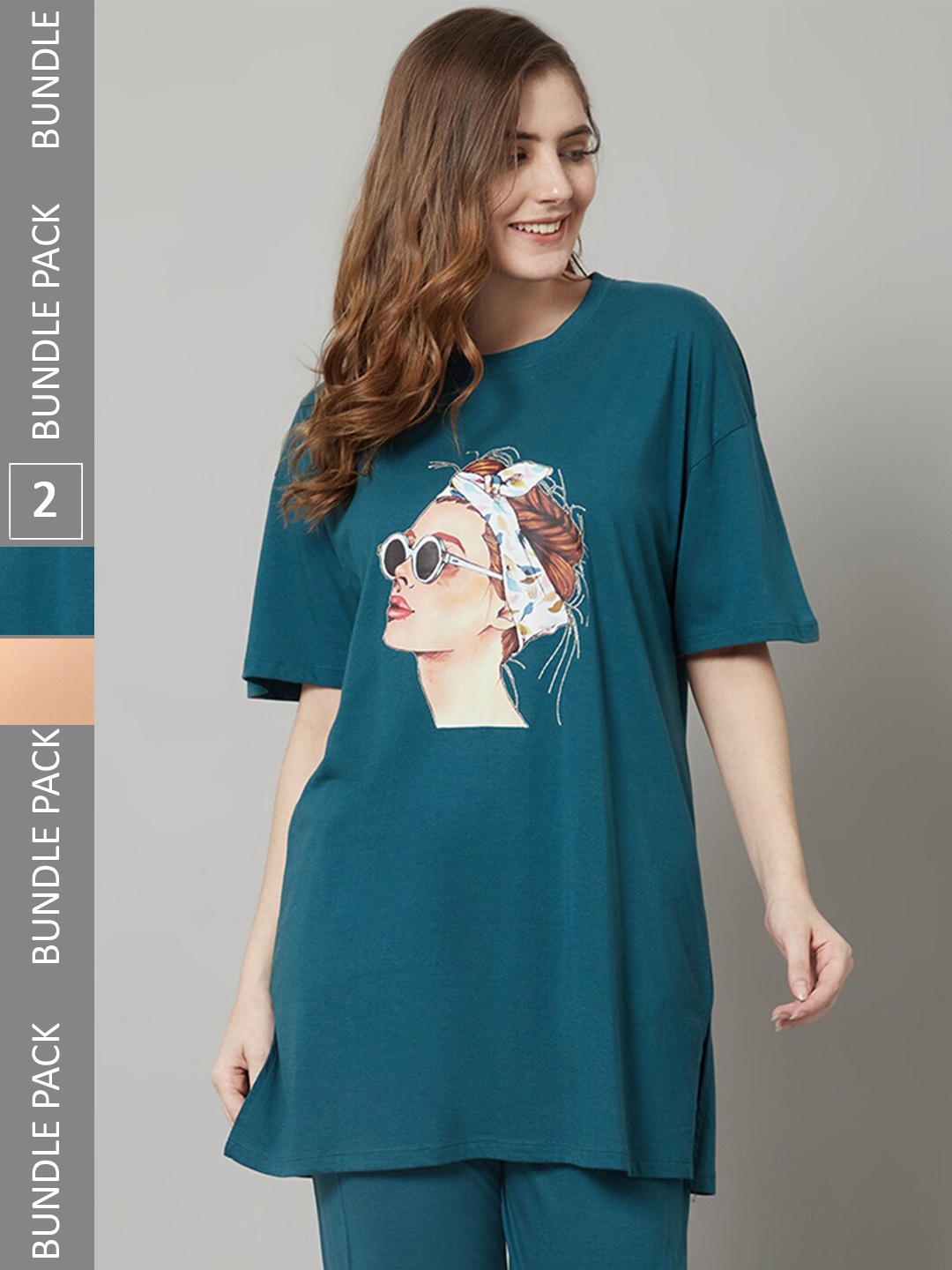 Kanvin Teal Blue & Orange Pack Of Graphic Printed Drop-Shoulder Oversized Longline T-shirt
Kanvin Teal Blue & Orange Pack Of Graphic Printed Drop-Shoulder Oversized Longline T-shirt