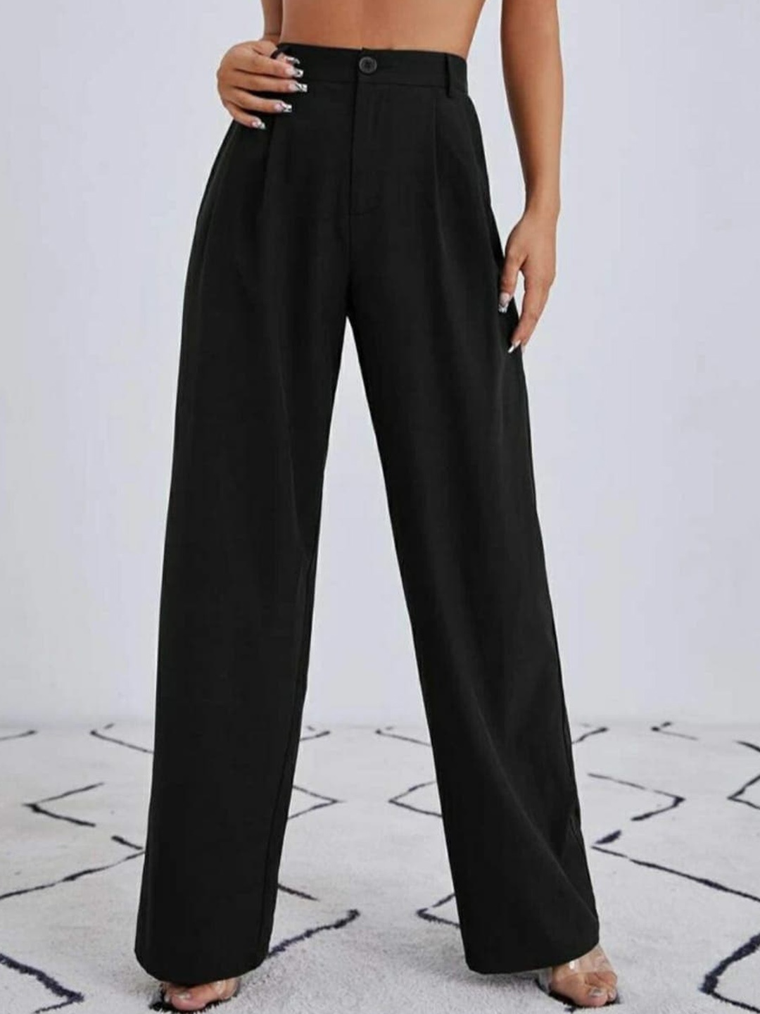 BROADSTAR Women Relaxed Straight Leg Loose Fit High-Rise Easy Wash Parallel Trousers, Black
BROADSTAR Women Relaxed Straight Leg Loose Fit High-Rise Easy Wash Parallel Trousers, Black