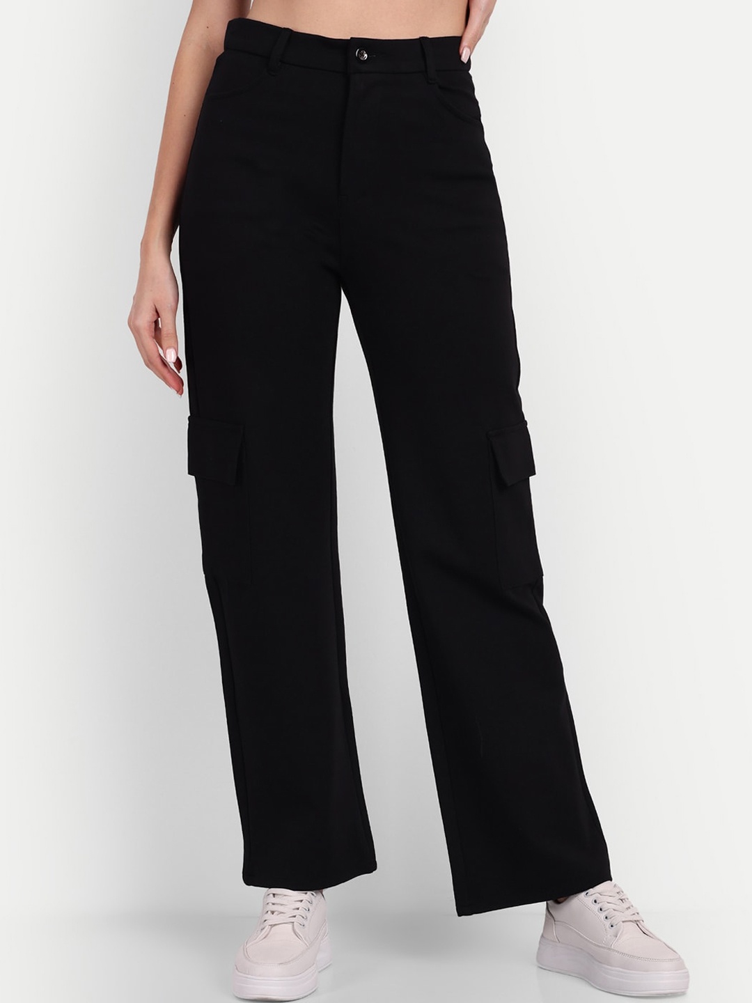 BROADSTAR Women Smart Loose Fit High-Rise Easy Wash Stretchable Cargos Trousers, Black
BROADSTAR Women Smart Loose Fit High-Rise Easy Wash Stretchable Cargos Trousers, Black