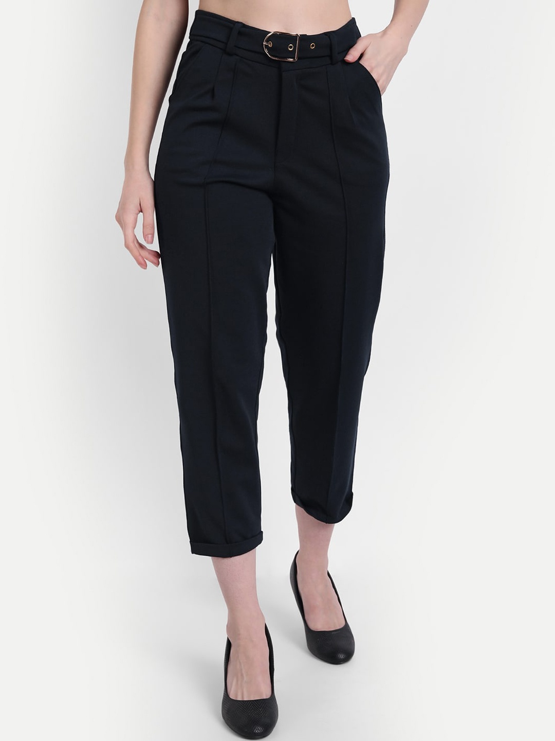 BROADSTAR Women Relaxed Straight Leg Loose Fit High-Rise Easy Wash Formal Trousers, Navy blue
BROADSTAR Women Relaxed Straight Leg Loose Fit High-Rise Easy Wash Formal Trousers, Navy blue