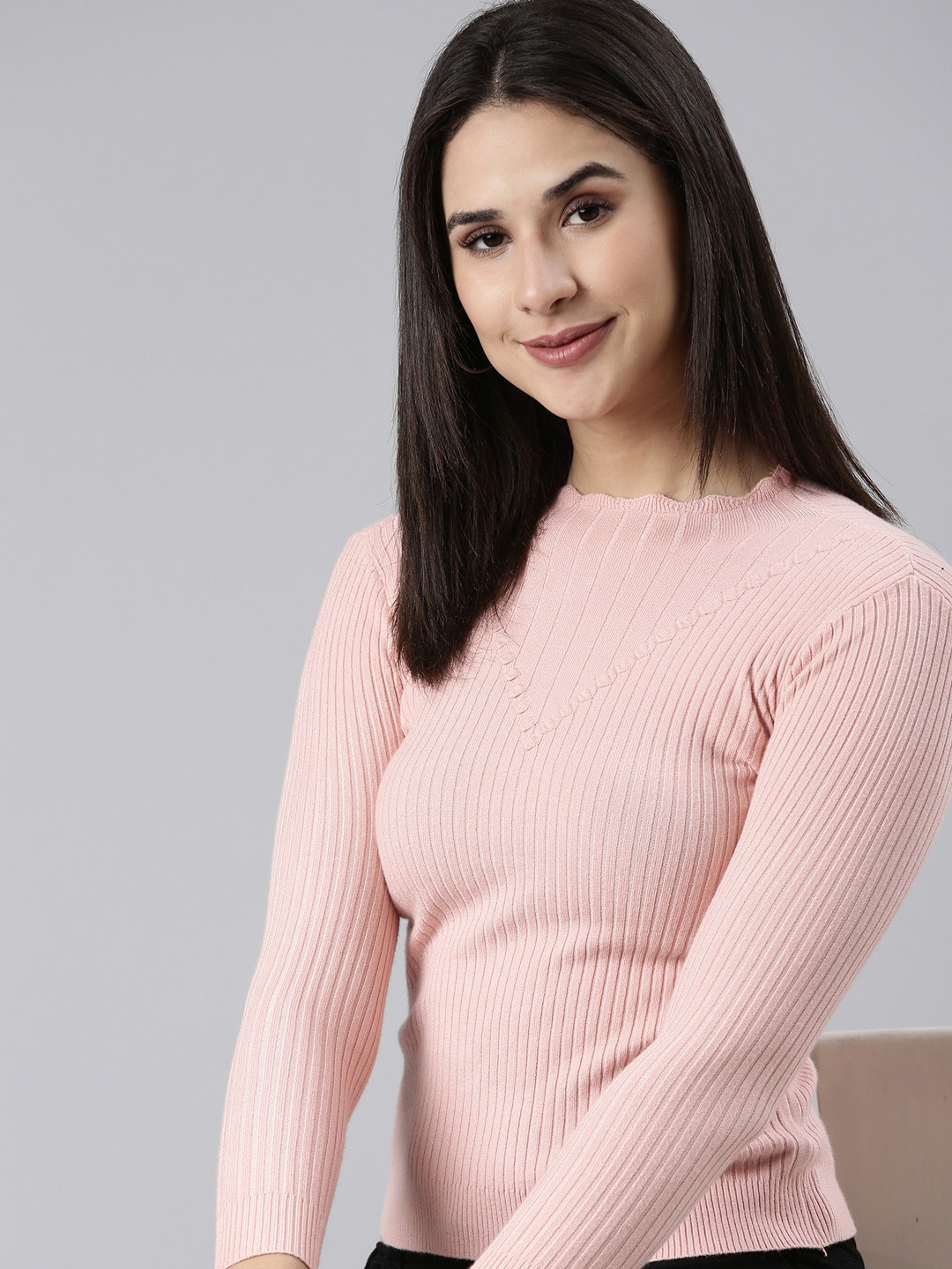 SHOWOFF Self Design High Neck Knitted Top, Pink
SHOWOFF Self Design High Neck Knitted Top, Pink
