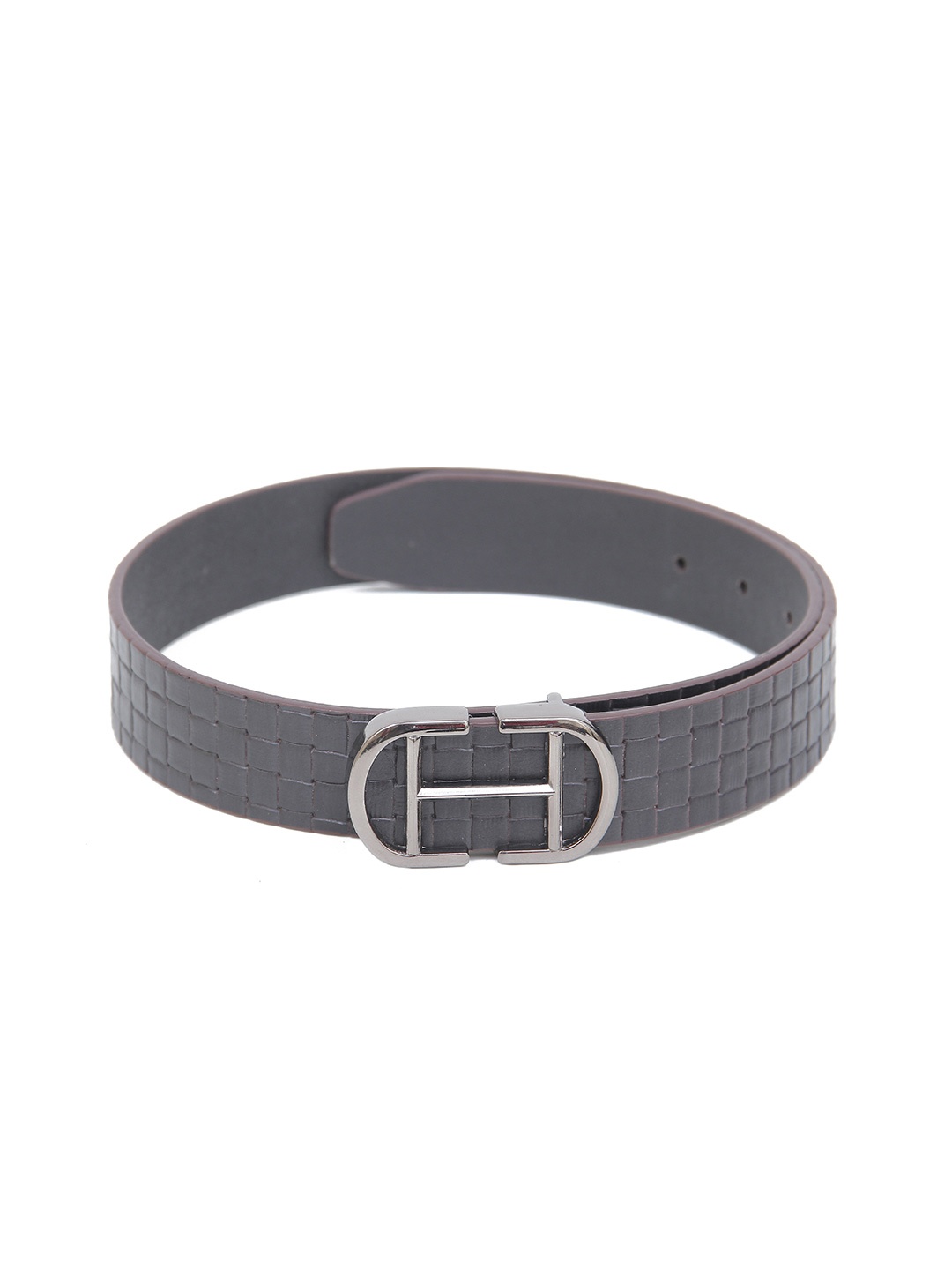 Calvadoss Men Textured Leather Belt, Grey
