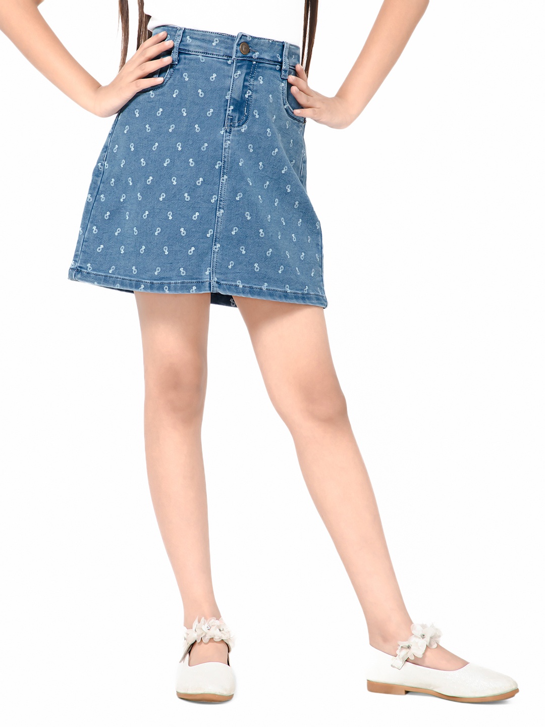 Bodycare Kids Girls Conversational Printed Stretchable Mini Denim Pencil Skirt, Blue
Bodycare Kids Girls Conversational Printed Stretchable Mini Denim Pencil Skirt, Blue