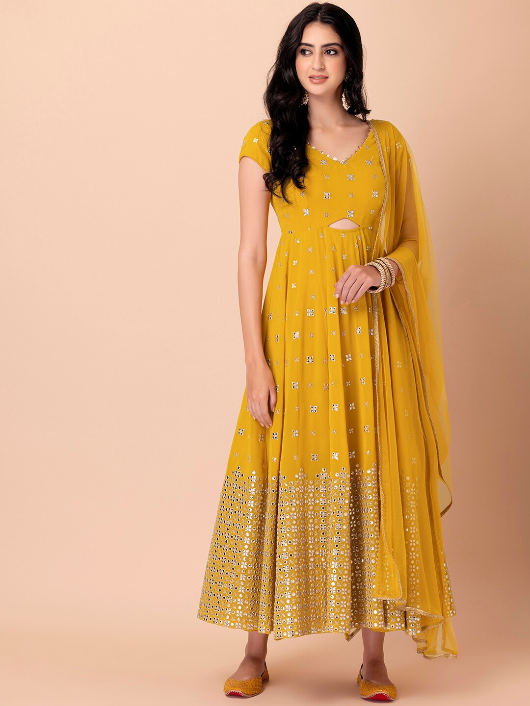 Indya Luxe Embellished Floral Sequinned Embroidered Ethnic Dress With Dupatta, Yellow
Indya Luxe Embellished Floral Sequinned Embroidered Ethnic Dress With Dupatta, Yellow