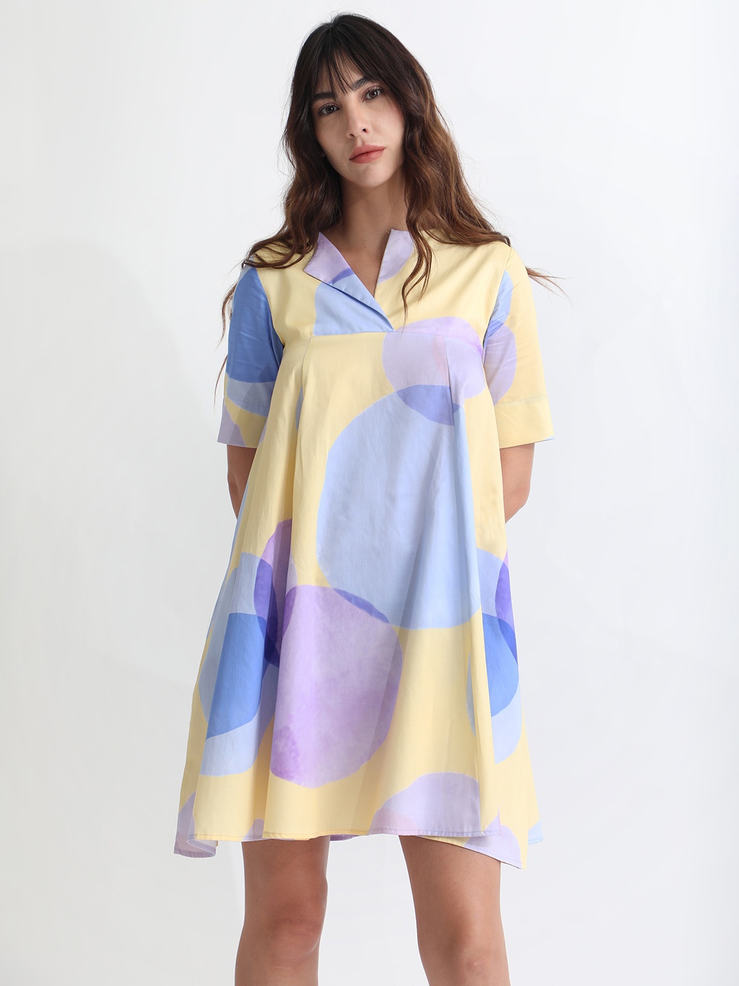 RAREISM Abstract Printed Shirt Collar Neck & Pleated Detailed Cotton A Line Dress, Yellow
RAREISM Abstract Printed Shirt Collar Neck & Pleated Detailed Cotton A Line Dress, Yellow