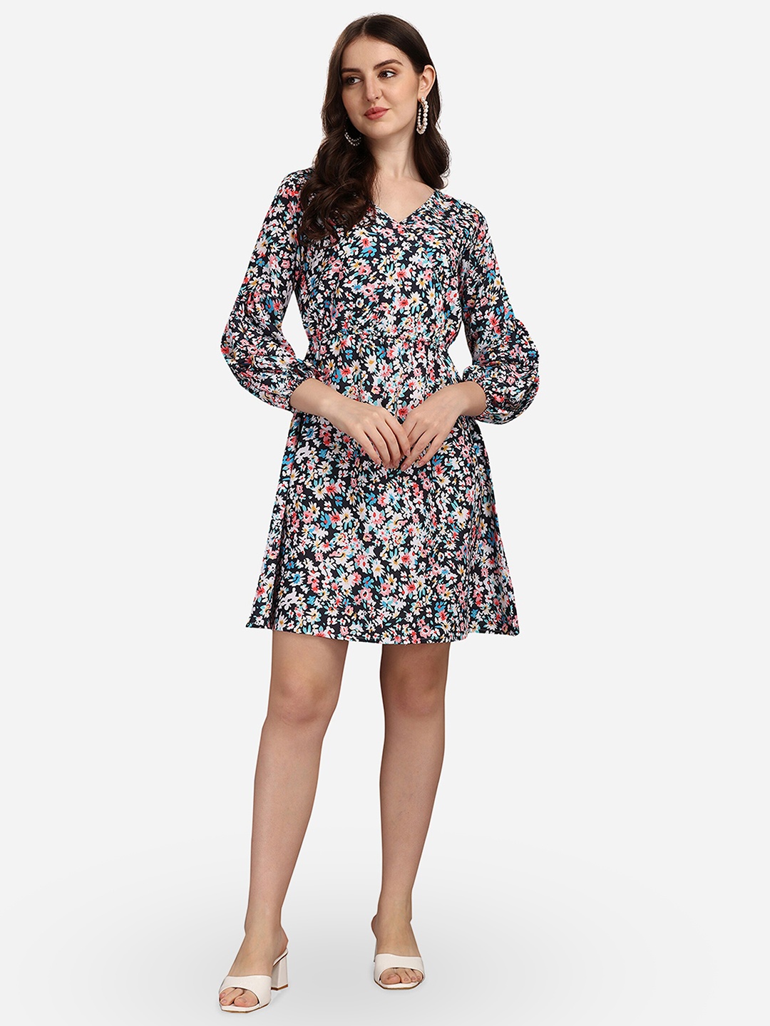 Fashion2wear Floral Printed Cuffed Sleeves Georgette Casual Fit & Flare Dress, Black
Fashion2wear Floral Printed Cuffed Sleeves Georgette Casual Fit & Flare Dress, Black