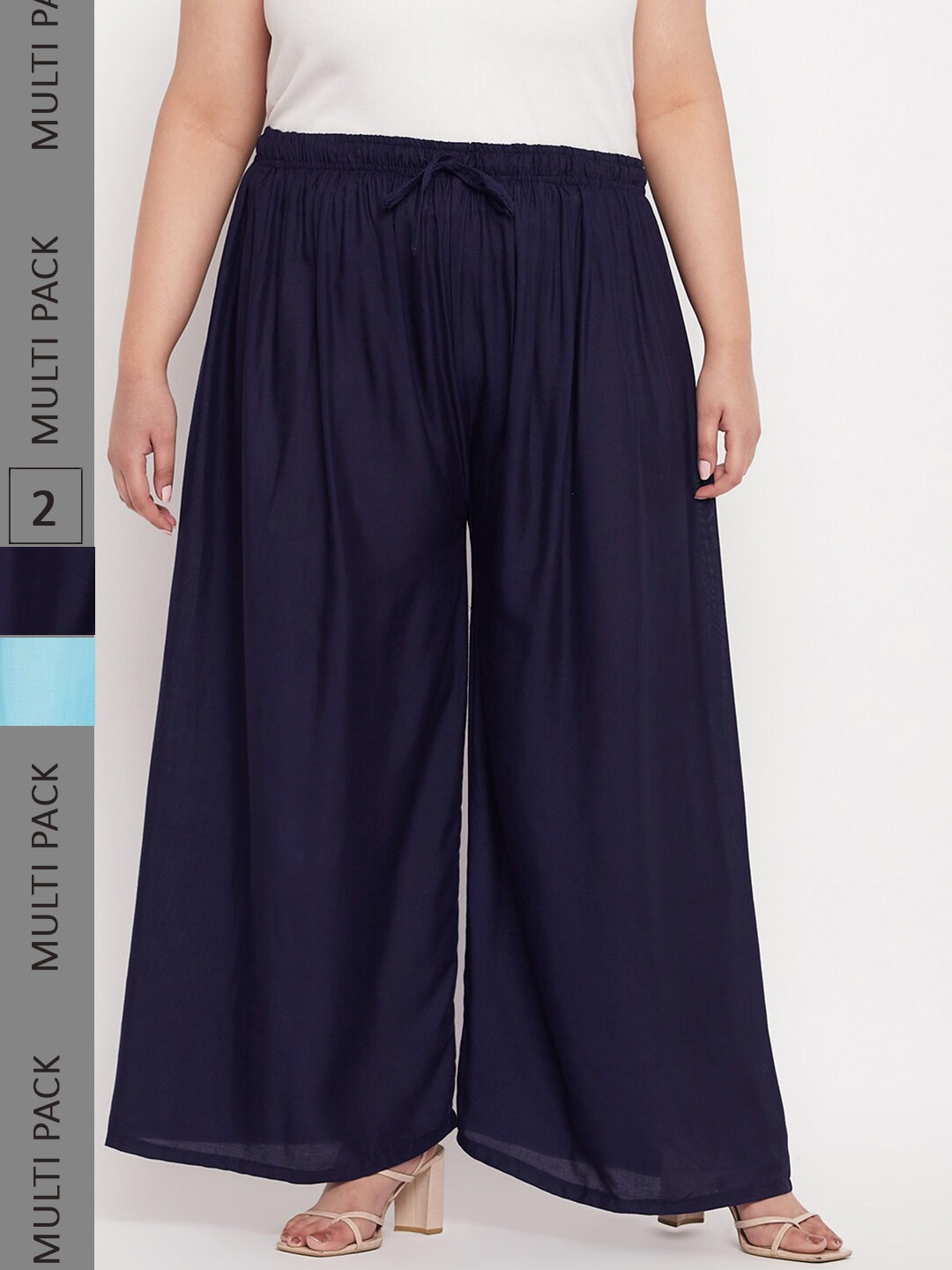 CLORA CREATION PLUS Women Plus Size Pack Of 2 Straight Fit Ethnic Palazzos, Navy blue
CLORA CREATION PLUS Women Plus Size Pack Of 2 Straight Fit Ethnic Palazzos, Navy blue