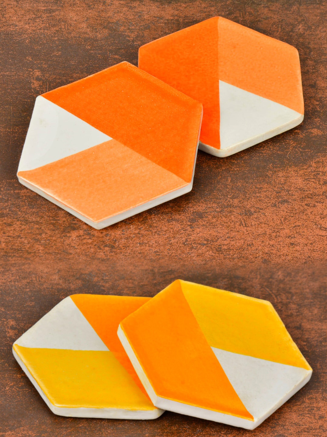 StyleMyWay Orange & Yellow 4 Pieces Geometric Print Pentagon Shaped Ceramic Coasters
StyleMyWay Orange & Yellow 4 Pieces Geometric Print Pentagon Shaped Ceramic Coasters