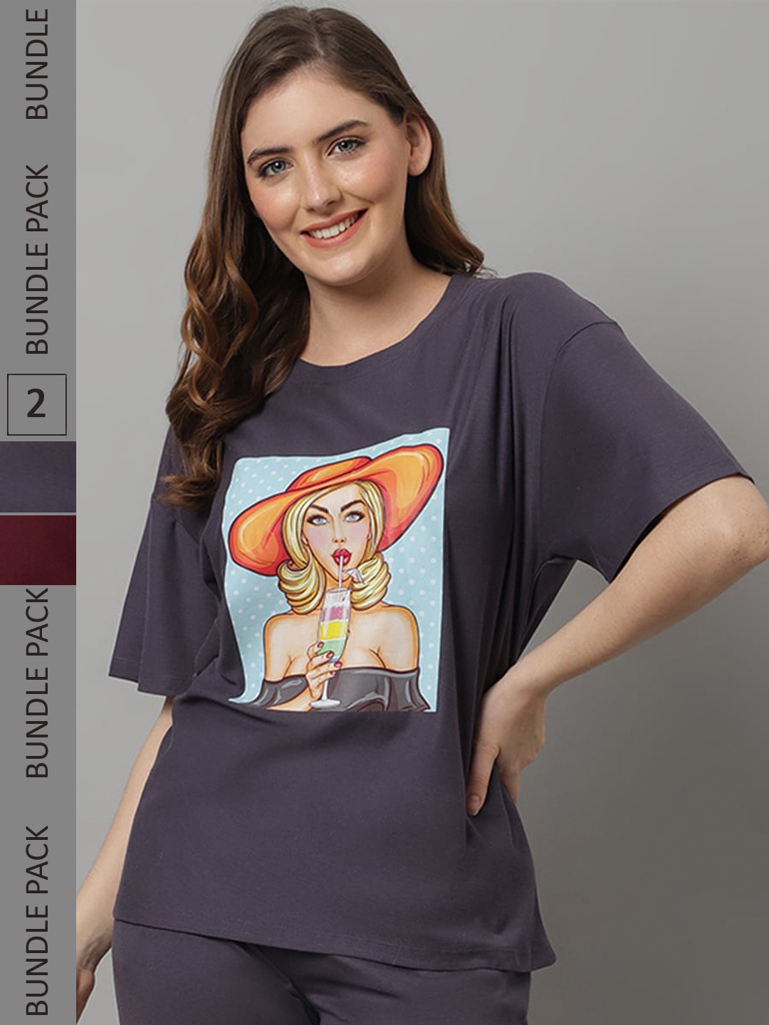 Kanvin Pack Of 2 Brown & Grey Graphic Printed Drop-Shoulder Sleeves Modal Oversized T-Shirts
Kanvin Pack Of 2 Brown & Grey Graphic Printed Drop-Shoulder Sleeves Modal Oversized T-Shirts