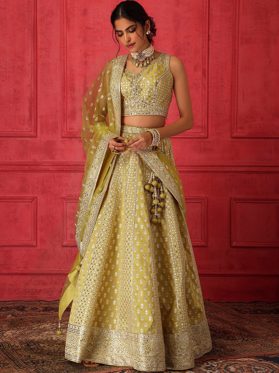 Indya Luxe Embroidered Mirror Work Ready to Wear Lehenga & Blouse With Dupatta, Green
Indya Luxe Embroidered Mirror Work Ready to Wear Lehenga & Blouse With Dupatta, Green