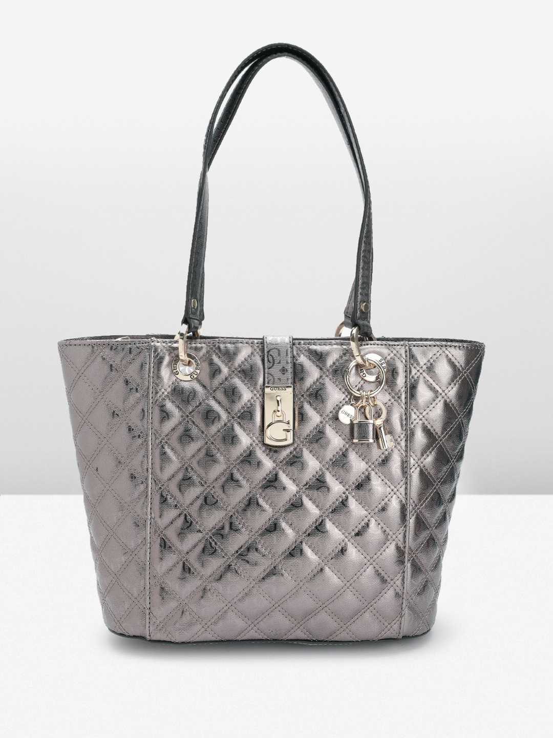 GUESS Women Brand Logo Printed Structured Shoulder Bag with Quilted Detail, Metallic
GUESS Women Brand Logo Printed Structured Shoulder Bag with Quilted Detail, Metallic