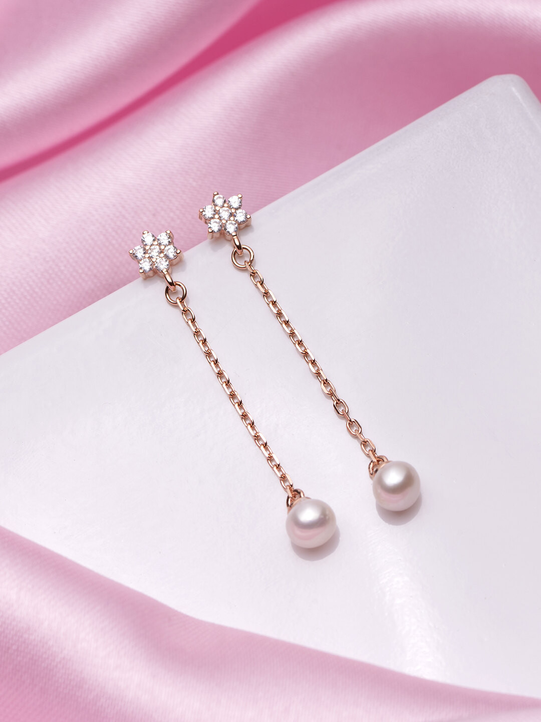 Zavya 925 Pure Silver Rose-Gold Plated Pearls Contemporary Drop Earrings
Zavya 925 Pure Silver Rose-Gold Plated Pearls Contemporary Drop Earrings
