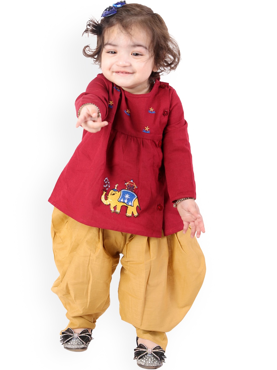 BAESD Girls Animal Embroidered Angrakha Thread Work Pure Cotton Kurti With Dhoti Pants, Maroon
BAESD Girls Animal Embroidered Angrakha Thread Work Pure Cotton Kurti With Dhoti Pants, Maroon