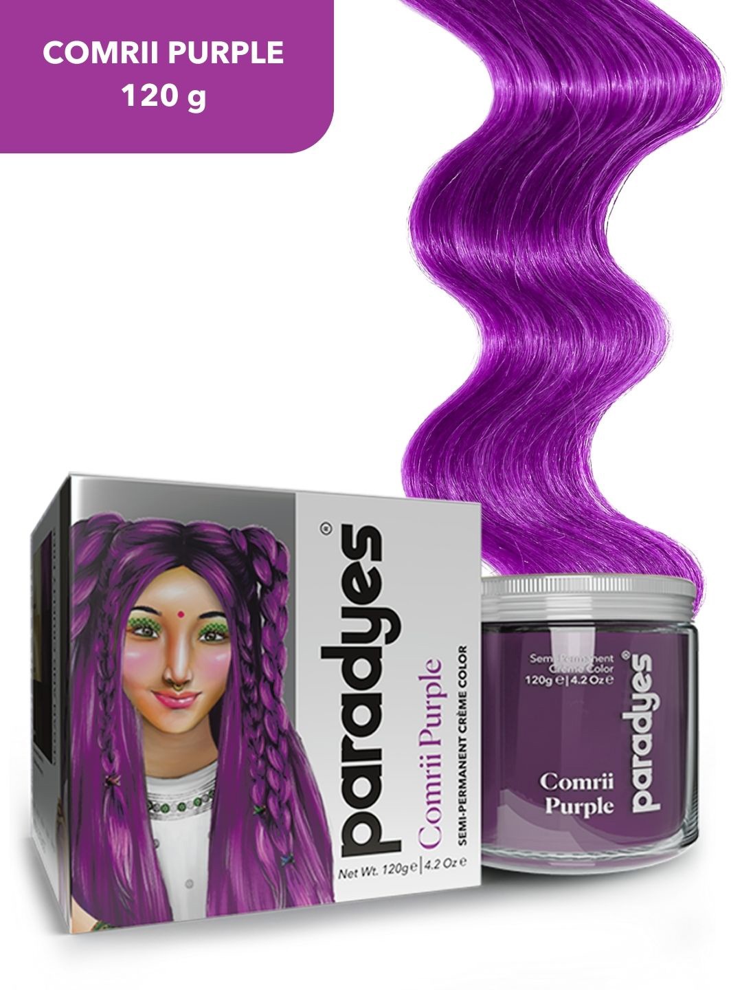Paradyes Ammonia Free Semi-Permanent Creme Hair Color 120 g - Comrii Purple