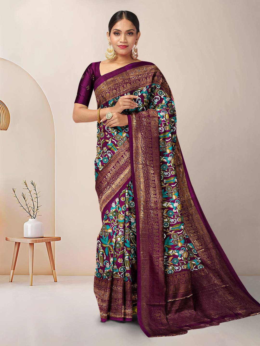Kalamandir Floral Printed Zari Saree, Purple
Kalamandir Floral Printed Zari Saree, Purple