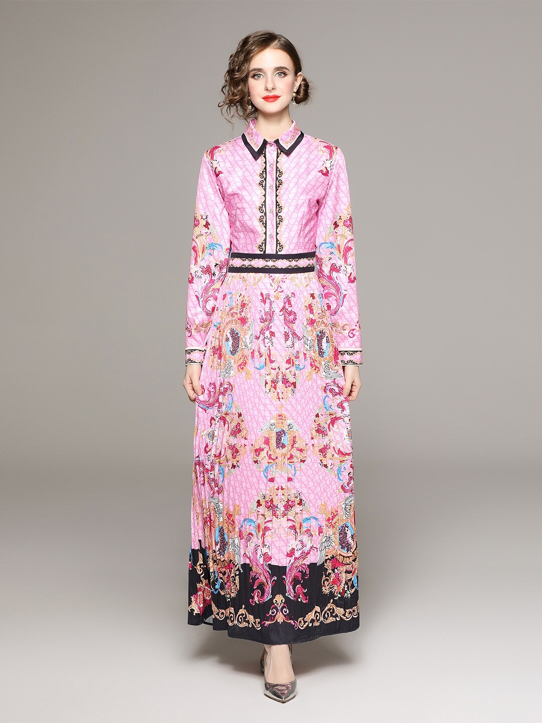 JC Collection Ethnic Motifs Printed Shirt Collar Cuffed Sleeves Maxi Dress, Pink
JC Collection Ethnic Motifs Printed Shirt Collar Cuffed Sleeves Maxi Dress, Pink
