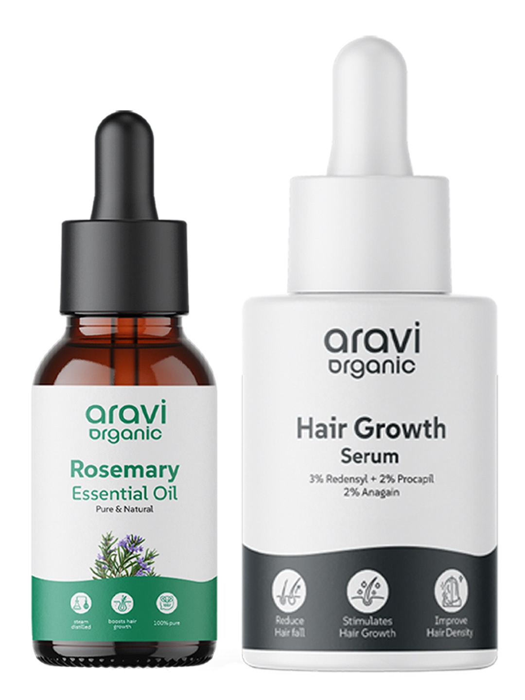 Aravi Organic Set of 100% Pure Rosemary Essential Oil & Hair Growth Serum for Hair Growth, Transparent
Aravi Organic Set of 100% Pure Rosemary Essential Oil & Hair Growth Serum for Hair Growth, Transparent
